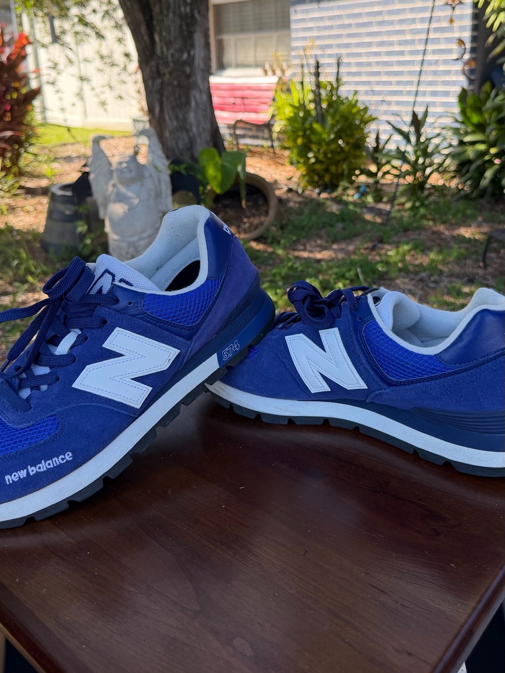 New Balance Blue & White 574 Classic Sneakers
